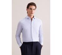 Businesshemd SEIDENSTICKER "Schwarze Rose", Herren, Gr. L (42), normale Ärmellängen, mittelblau, 100% Baumwolle, gestreift, tailored fit, 2-Knopf-Manschette, Hemden, Shaped 1/1 Kentkragen Gestreift (5
