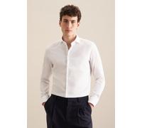 Businesshemd SEIDENSTICKER, Herren, Gr. L (42), normale Ärmellängen, weiß, 100% Baumwolle, gemustert, Strukturmuster, skinny fit, Langarm 2-Knopf-Manschette, Hemden, X-Slim Kentkragen Struktur (322438