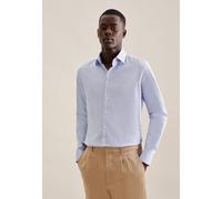Businesshemd SEIDENSTICKER "Schwarze Rose", Herren, Gr. L (42), verlängerte Ärmellängen, blau (mittelblau), 100% Baumwolle, unifarben, skinny fit, 2-Knopf-Manschette, Hemden, X-Slim 1/1 Extra lang Ken