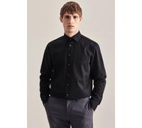 Businesshemd SEIDENSTICKER "Schwarze Rose", Herren, Gr. L42, verlängerte Ärmellängen, schwarz, 100% Baumwolle, unifarben, regular fit, 2-Knopf-Manschette, Hemden, Regular 1/1 Extra lang Kentkragen Uni