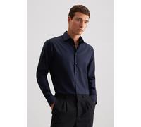 Businesshemd SEIDENSTICKER "Schwarze Rose", Herren, Gr. L41, normale Ärmellängen, blau (dunkelblau), 100% Baumwolle, unifarben, tailored fit, 2-Knopf-Manschette, Hemden, Shaped 1/1 Kentkragen Uni (963