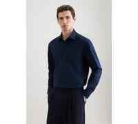 Businesshemd SEIDENSTICKER "Schwarze Rose", Herren, Gr. L42, normale Ärmellängen, blau (dunkelblau), 100% Baumwolle, unifarben, regular fit, 2-Knopf-Manschette, Hemden, Regular 1/1 Kentkragen Uni (914