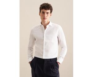 Businesshemd SEIDENSTICKER "Schwarze Rose", Herren, Gr. L42, normale Ärmellängen, weiß, 100% Baumwolle, Strukturmuster, gemustert, tailored fit, 2-Knopf-Manschette, Hemden, Shaped 1/1 Kentkragen Struk