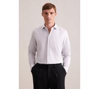 Businesshemd SEIDENSTICKER "Schwarze Rose", Herren, Gr. M (39), normale Ärmellängen, hellgrau, 100% Baumwolle, gestreift, skinny fit, 2-Knopf-Manschette, Hemden, X-Slim 1/1 Kentkragen Gestreift (93923