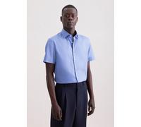 Businesshemd SEIDENSTICKER "Schwarze Rose", Herren, Gr. M (39), normale Ärmellängen, mittelblau, 100% Baumwolle, bedruckt, slim fit, Hemden, Slim 1/2 Kentkragen Druck (66226233-39) mittelblau