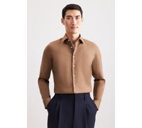 Businesshemd SEIDENSTICKER "Schwarze Rose", Herren, Gr. M (39), normale Ärmellängen, nougat, 100% Baumwolle, unifarben, slim fit, 2-Knopf-Manschette, Hemden, Slim 1/1 Kentkragen Uni (68308908-39) noug