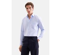 Businesshemd SEIDENSTICKER "Schwarze Rose", Herren, Gr. M (40), normale Ärmellängen, blau, 100% Baumwolle, Strukturmuster, comfort fit, 2-Knopf-Manschette, Hemden, Comfort 1/1 Kentkragen Struktur (524