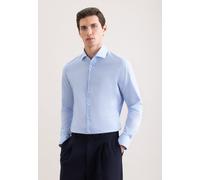Businesshemd SEIDENSTICKER "Schwarze Rose", Herren, Gr. M (40), normale Ärmellängen, blau, 100% Baumwolle, unifarben, slim fit, 2-Knopf-Manschette, Hemden, Slim 1/1 Kentkragen Uni (81644969-40) blau