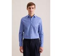 Businesshemd SEIDENSTICKER "Schwarze Rose", Herren, Gr. M (40), normale Ärmellängen, mittelblau, 100% Baumwolle, bedruckt, slim fit, 2-Knopf-Manschette, Hemden, Slim 1/1 Kentkragen Druck (97977468-40)