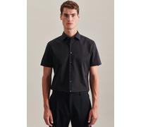 Businesshemd SEIDENSTICKER "Schwarze Rose", Herren, Gr. M (40), normale Ärmellängen, schwarz, 100% Baumwolle, unifarben, tailored fit, gerader Abschluss, Hemden, Shaped 1/2 Kentkragen Uni (28834341-40