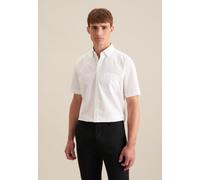 Businesshemd SEIDENSTICKER "Schwarze Rose", Herren, Gr. M (40), normale Ärmellängen, weiß, 100% Baumwolle, unifarben, regular fit, gerader Abschluss, Hemden, Regular 1/2 Button-Down-Kragen Uni (278809