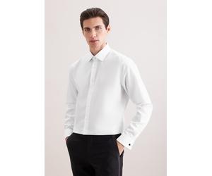 Businesshemd SEIDENSTICKER "Schwarze Rose", Herren, Gr. M (40), normale Ärmellängen, weiß, 100% Baumwolle, unifarben, slim fit, Doppelmanschette, Hemden, Slim 1/1 Kentkragen Uni (48852965-40) weiß