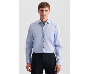 Businesshemd SEIDENSTICKER "Schwarze Rose", Herren, Gr. M40, normale Ärmellängen, blau, 100% Baumwolle, unifarben, regular fit, 2-Knopf-Manschette, Hemden, Regular 1/1 Kentkragen Uni (65599660-40) bla