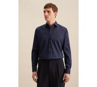 Businesshemd SEIDENSTICKER "Schwarze Rose", Herren, Gr. M40, normale Ärmellängen, blau (dunkelblau), 100% Baumwolle, unifarben, tailored fit, 2-Knopf-Manschette, Hemden, Shaped 1/1 Kentkragen Uni (180