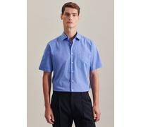 Businesshemd SEIDENSTICKER "Schwarze Rose", Herren, Gr. M (40), normale Ärmellängen, blau (mittelblau), 100% Baumwolle, unifarben, regular fit, gerader Abschluss, Hemden, Regular 1/2 Kentkragen Uni (8