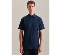 Businesshemd SEIDENSTICKER "Schwarze Rose", Herren, Gr. S (37), normale Ärmellängen, blau (dunkelblau), 100% Baumwolle, unifarben, slim fit, gerader Abschluss, Hemden, Slim 1/2 Kentkragen Uni (6451380