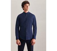 Businesshemd SEIDENSTICKER "Schwarze Rose", Herren, Gr. S (37), normale Ärmellängen, blau (dunkelblau), 100% Baumwolle, unifarben, slim fit, 2-Knopf-Manschette, Hemden, Slim 1/1 Stehkragen Uni (872818