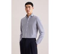 Businesshemd SEIDENSTICKER "Schwarze Rose", Herren, Gr. S (37), normale Ärmellängen, grau, 94% Baumwolle, 6% Elasthan, gestreift, slim fit, 2-Knopf-Manschette, Hemden, Slim 1/1 Kentkragen Gestreift (9