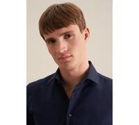 Businesshemd SEIDENSTICKER "Schwarze Rose", Herren, Gr. S (37), verlängerte Ärmellängen, blau (dunkelblau), 100% Baumwolle, unifarben, slim fit, 2-Knopf-Manschette, Hemden, Slim 1/1 Extra lang Kentkra