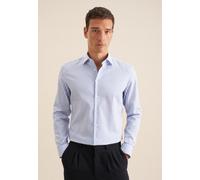 Businesshemd SEIDENSTICKER "Schwarze Rose", Herren, Gr. S (38), normale Ärmellängen, blau (mittelblau), 100% Baumwolle, gestreift, slim fit, 2-Knopf-Manschette, Hemden, Slim 1/1 Kentkragen Gestreift (