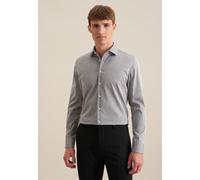 Businesshemd SEIDENSTICKER "Schwarze Rose", Herren, Gr. S (38), normale Ärmellängen, grau, 100% Baumwolle, unifarben, slim fit, 2-Knopf-Manschette, Hemden, Slim 1/1 Kentkragen Uni (25001050-38) grau