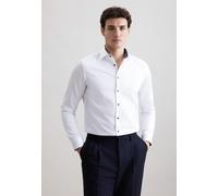 Businesshemd SEIDENSTICKER "Schwarze Rose", Herren, Gr. S (38), verlängerte Ärmellängen, weiß, 100% Baumwolle, unifarben, skinny fit, 2-Knopf-Manschette, Hemden, X-Slim 1/1 Extra lang Kentkragen Uni (