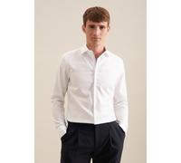 Businesshemd SEIDENSTICKER "Schwarze Rose", Herren, Gr. S38, normale Ärmellängen, weiß, 100% Baumwolle, Strukturmuster, unifarben, slim fit, 2-Knopf-Manschette, Hemden, Slim Kentkragen Struktur (19104