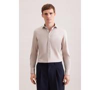 Businesshemd SEIDENSTICKER "Schwarze Rose", Herren, Gr. XL (43), normale Ärmellängen, beige, 50% Baumwolle, 50% Modal, unifarben, tailored fit, 2-Knopf-Manschette, Hemden, Shaped 1/1 Kentkragen Uni (4