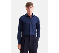 Businesshemd SEIDENSTICKER "Schwarze Rose", Herren, Gr. XL (43), normale Ärmellängen, blau (dunkelblau), 100% Baumwolle, unifarben, tailored fit, 2-Knopf-Manschette, Hemden, Shaped 1/1 Kentkragen Uni
