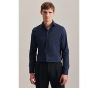 Businesshemd SEIDENSTICKER "Schwarze Rose", Herren, Gr. XL (43), normale Ärmellängen, blau (dunkelblau), 93% Polyester, 7% Elasthan, unifarben, slim fit, 2-Knopf-Manschette, Hemden, Slim 1/1 Kentkrage