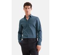 Businesshemd SEIDENSTICKER "Schwarze Rose", Herren, Gr. XL (43), normale Ärmellängen, blau (grün), 100% Baumwolle, bedruckt, slim fit, 2-Knopf-Manschette, Hemden, Slim 1/1 Kentkragen Druck (98524764-4