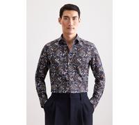 Businesshemd SEIDENSTICKER "Schwarze Rose", Herren, Gr. XL (43), normale Ärmellängen, nougat, 100% Baumwolle, geblümt, slim fit, 2-Knopf-Manschette, Hemden, Slim 1/1 Kentkragen Geblümt (13664524-43) n