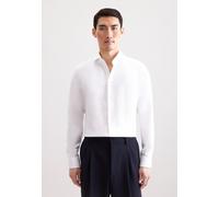 Businesshemd SEIDENSTICKER "Schwarze Rose", Herren, Gr. XL (43), normale Ärmellängen, weiß, 100% Baumwolle, Fischgratmuster, tailored fit, 2-Knopf-Manschette, Hemden, Shaped 1/1 Kentkragen Fischgrat (