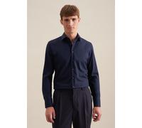 Businesshemd SEIDENSTICKER "Schwarze Rose", Herren, Gr. XL (44), normale Ärmellängen, blau (dunkelblau), 100% Baumwolle, unifarben, skinny fit, 2-Knopf-Manschette, Hemden, X-Slim 1/1 Kentkragen Uni (3