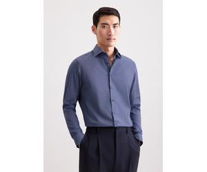 Businesshemd SEIDENSTICKER "Schwarze Rose", Herren, Gr. XL (44), normale Ärmellängen, blau (dunkelblau), 100% Baumwolle, bedruckt, slim fit, 2-Knopf-Manschette, Hemden, Slim 1/1 Kentkragen Druck (9540