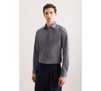 Businesshemd SEIDENSTICKER "Schwarze Rose", Herren, Gr. XL (44), normale Ärmellängen, grau (dunkelgrau), 100% Baumwolle, unifarben, tailored fit, 2-Knopf-Manschette, Hemden, Shaped 1/1 Kentkragen Uni