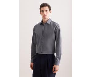 Businesshemd SEIDENSTICKER "Schwarze Rose", Herren, Gr. XL (44), normale Ärmellängen, grau (dunkelgrau), 100% Baumwolle, unifarben, tailored fit, 2-Knopf-Manschette, Hemden, Shaped 1/1 Kentkragen Uni