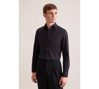Businesshemd SEIDENSTICKER "Schwarze Rose", Herren, Gr. XL (44), normale Ärmellängen, schwarz, 100% Baumwolle, unifarben, skinny fit, 2-Knopf-Manschette, Hemden, X-Slim 1/1 Kentkragen Uni (83303864-44