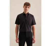 Seidensticker Kurzarmhemd Herren Regular Fit Baumwolle schwarz, 44