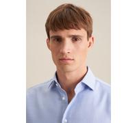 Businesshemd SEIDENSTICKER "Schwarze Rose", Herren, Gr. XL43, normale Ärmellängen, blau, 100% Baumwolle, Strukturmuster, unifarben, comfort fit, 2-Knopf-Manschette, Hemden, Comfort 1/1 Kentkragen Stru