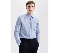 Businesshemd SEIDENSTICKER "Schwarze Rose", Herren, Gr. XL43, normale Ärmellängen, blau, 100% Baumwolle, unifarben, slim fit, 2-Knopf-Manschette, Hemden, Slim 1/1 Kentkragen Uni (18082359-43) blau