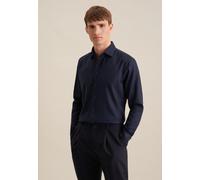 Seidensticker Herren Business-Hemd Shaped Fit Bügelfrei Kent-Kragen Langarm 100% Baumwolle Blau 44