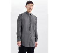 Businesshemd SEIDENSTICKER "Schwarze Rose", Herren, Gr. XL44, verlängerte Ärmellängen, grau, 100% Baumwolle, unifarben, regular fit, 2-Knopf-Manschette, Hemden, Regular 1/1 Extra lang Kentkragen Uni (