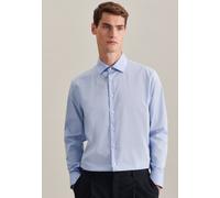 Businesshemd SEIDENSTICKER "Schwarze Rose", Herren, Gr. XXL (45), normale Ärmellängen, blau, 100% Baumwolle, unifarben, tailored fit, 2-Knopf-Manschette, Hemden, Shaped 1/1 Kentkragen Uni (10956105-45