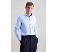 Businesshemd SEIDENSTICKER "Schwarze Rose", Herren, Gr. XXL (45), normale Ärmellängen, blau, 100% Baumwolle, unifarben, slim fit, 2-Knopf-Manschette, Hemden, Slim 1/1 Kentkragen Uni (30589238-45) blau