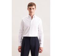 Businesshemd SEIDENSTICKER "Schwarze Rose", Herren, Gr. XXL (45), normale Ärmellängen, weiß, 100% Baumwolle, unifarben, tailored fit, Langarm 2-Knopf-Manschette, Hemden, Shaped 1/1 Covered-Button-Down