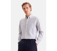 Businesshemd SEIDENSTICKER "Schwarze Rose", Herren, Gr. XXL (45), normale Ärmellängen, weiß (dunkelblau), 100% Baumwolle, kariert, regular fit, 2-Knopf-Manschette, Hemden, Regular 1/1 Button-Down-Krag