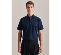 Businesshemd SEIDENSTICKER "Schwarze Rose", Herren, Gr. XXL (46), normale Ärmellängen, blau (dunkelblau), 100% Baumwolle, unifarben, tailored fit, gerader Abschluss, Hemden, Shaped 1/2 Kentkragen Uni 