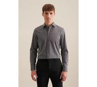 Businesshemd SEIDENSTICKER "Schwarze Rose", Herren, Gr. XXL45, normale Ärmellängen, grau, 100% Baumwolle, unifarben, slim fit, 2-Knopf-Manschette, Hemden, Slim 1/1 Kentkragen Uni (44949209-45) grau