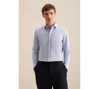 Businesshemd SEIDENSTICKER "Shaped", Herren, Gr. L (41), normale Ärmellängen, blau, 100% Baumwolle, bedruckt, tailored fit, 2-Knopf-Manschette, Hemden, Shaped Langarm Kentkragen Druck (63634440-41) bl